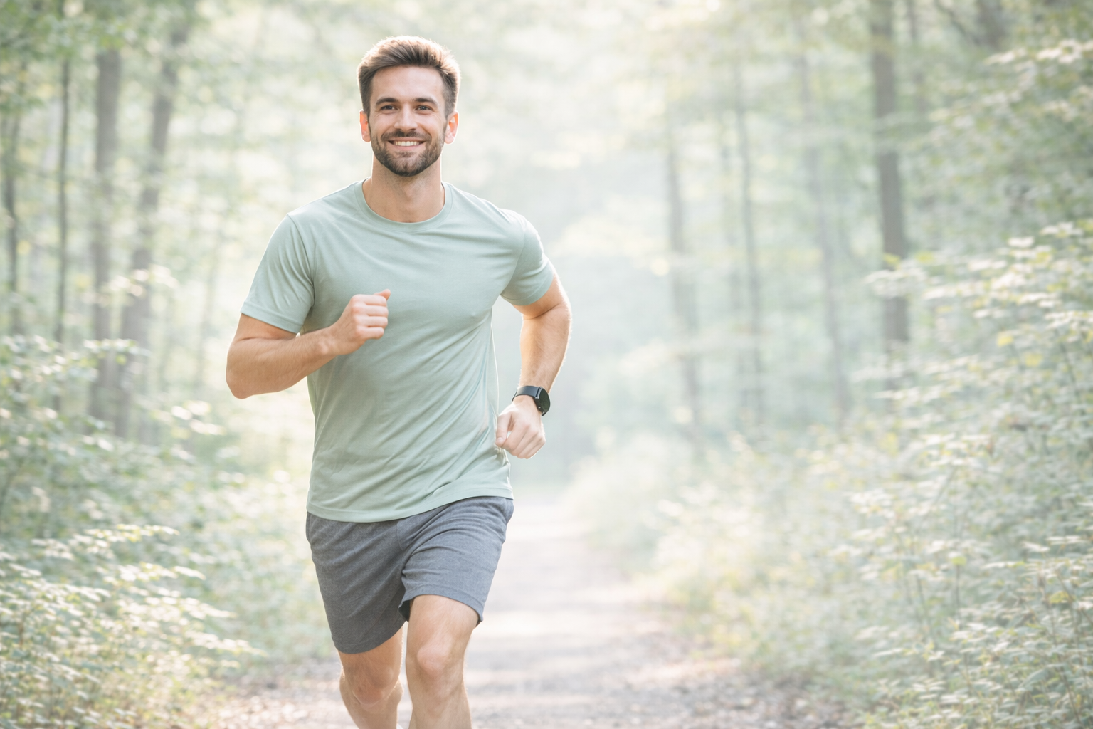 Biegacz podczas aktywności fizycznej na świeżym powietrzu wspierający zdrowie i energię